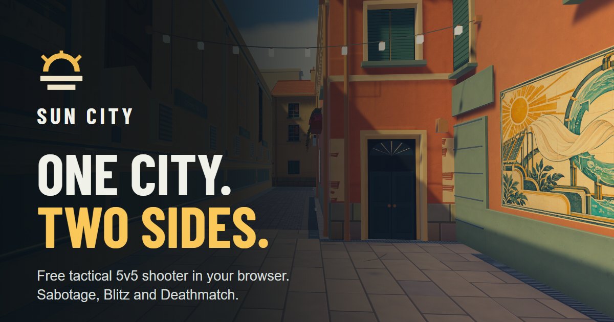Sun City: a sunlit street with the Sun City mark